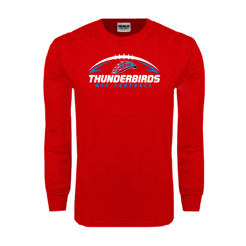  Red Long Sleeve T Shirt - Thunderbirds MCC Football w/ Ball