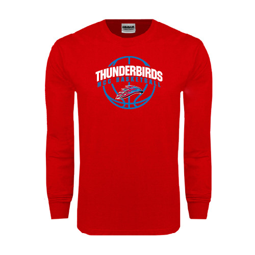  Red Long Sleeve T Shirt - Thunderbirds MCC Basketball w/ Ball