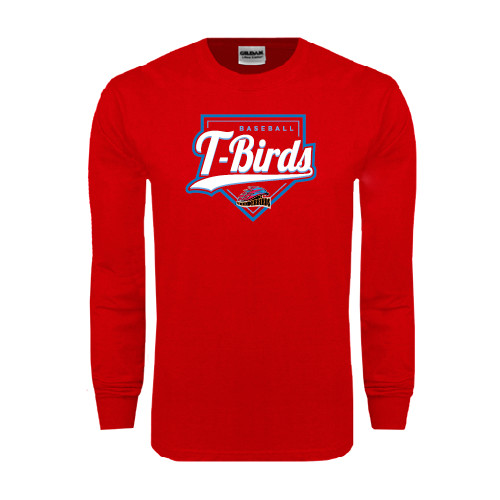  Red Long Sleeve T Shirt - T-Birds Baseball w/ Plate