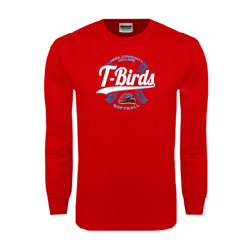  Red Long Sleeve T Shirt - T-Birds Softball w/ Seams