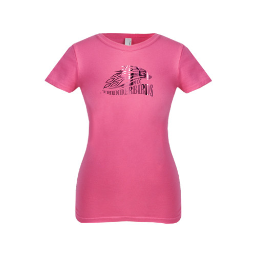  Next Level Girls Fuchsia Fashion Fit T Shirt - Official Logo Foil