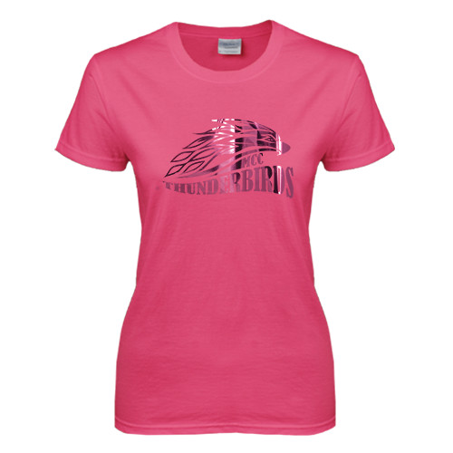  Womens Hot Pink Short Sleeve Tee - Official Logo Foil