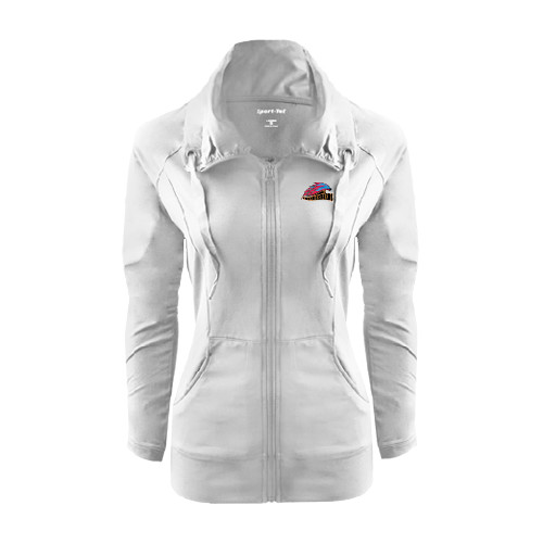  Womens White Sport Wick Stretch Full Zip Jacket - Official Logo