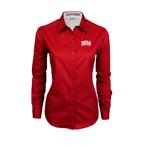 Main Image for  Womens Red Twill Button Down Long Sleeve 