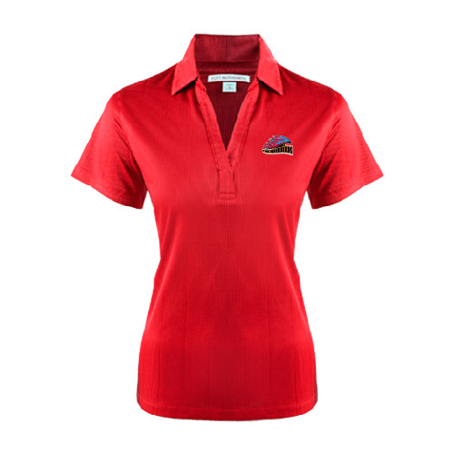  Womens Red Performance Fine Jacquard Polo - Official Logo