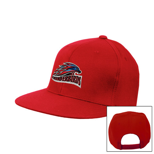  Red Flat Bill Snapback Hat - Official Logo