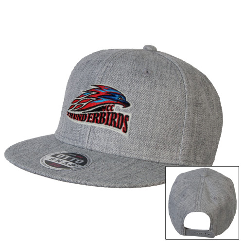  Heather Grey Wool Blend Flat Bill Snapback Hat - Official Logo