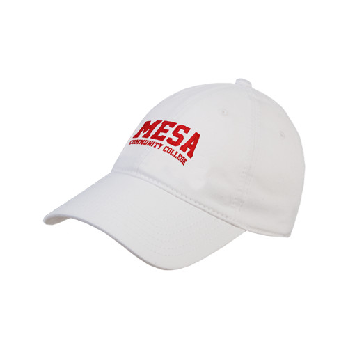  White Unstructured Adjustable Low Profile Hat - Mesa Community College Arched