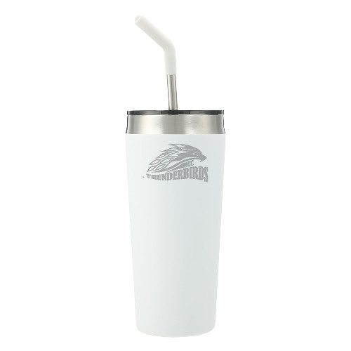 Faye White Vacuum Tumbler w/ Stainless Steel Straw 20 oz - Official Logo Engraved