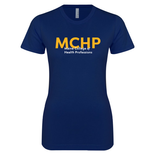  Next Level Womens Navy Boyfriend Tee - Overlapping