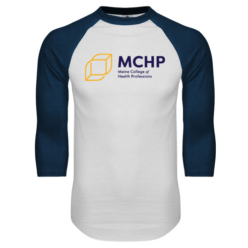  White/Navy Raglan Baseball T Shirt - Primary Mark
