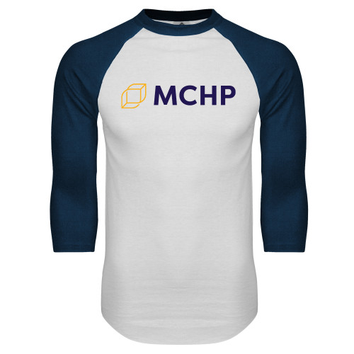  White/Navy Raglan Baseball T Shirt - Secondary Mark