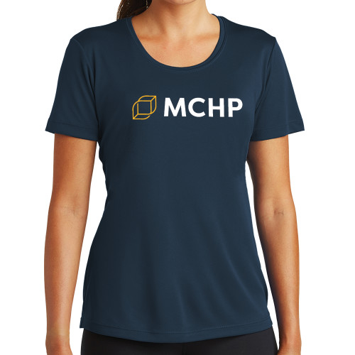  Womens Navy Performance Tee - Secondary Mark