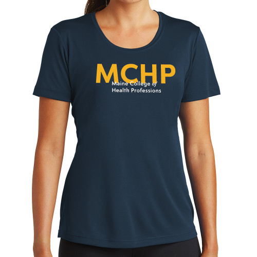  Womens Navy Performance Tee - Overlapping