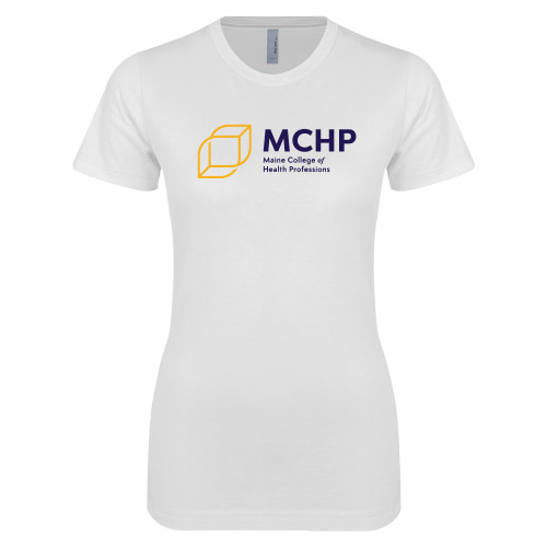  Next Level Womens White Boyfriend Tee - Primary Mark