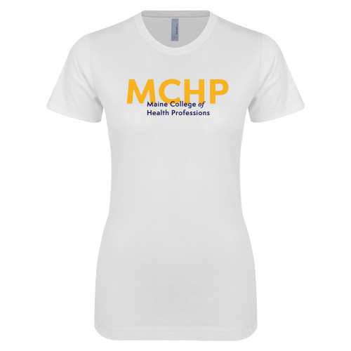  Next Level Womens White Boyfriend Tee - Overlapping