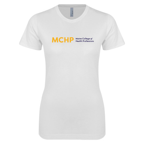 Next Level Womens White Boyfriend Tee - Horizontal