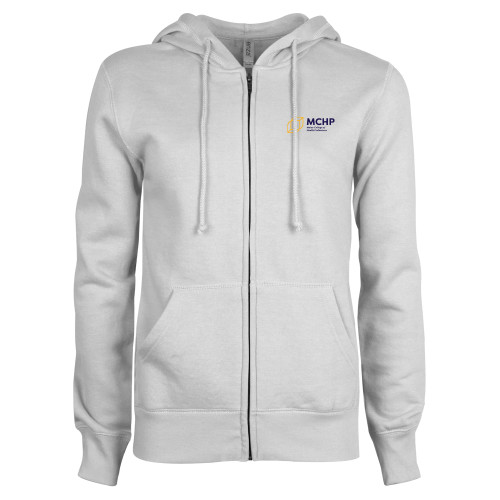  ENZA Womens White Fleece Full Zip Hoodie - Primary Mark