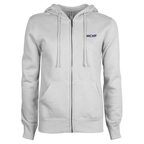  ENZA Womens White Fleece Full Zip Hoodie - Secondary Mark