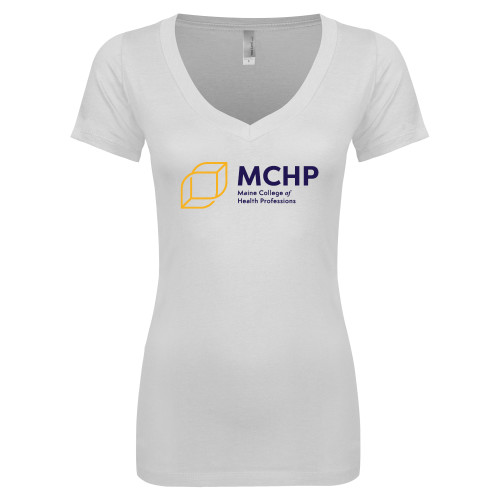  Next Level Womens White Ideal V Tee - Primary Mark