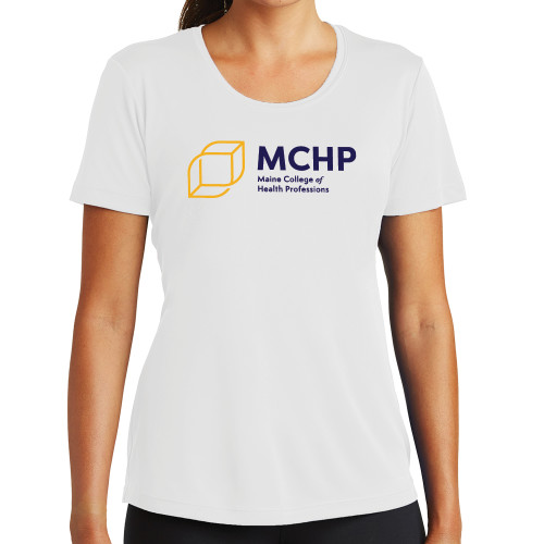  Womens White Performance Tee - Primary Mark
