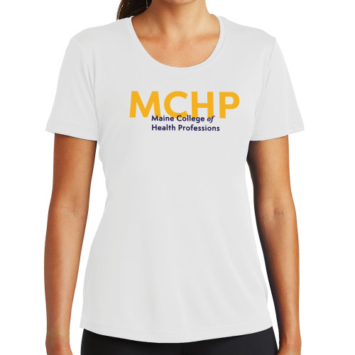  Womens White Performance Tee - Overlapping