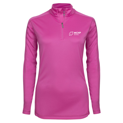  Syntrel Womens Raspberry Interlock 1/4 Zip - Primary Mark