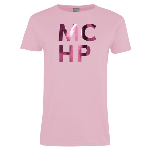  Womens Pink Short Sleeve Tee - Stacked Foil