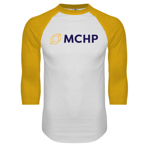  White/Gold Raglan Baseball T Shirt - Secondary Mark