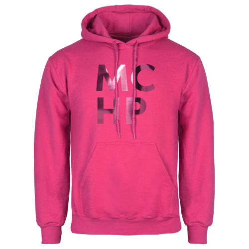  Womens Fuchsia Fleece Hoodie - Stacked Foil