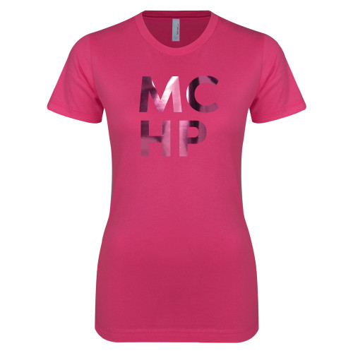  Next Level Womens Fuchsia Boyfriend Tee - Stacked Foil