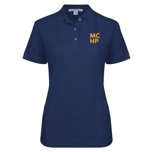  Womens Silk Touch Navy Pique Polo - Stacked