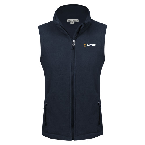  Womens Navy Fleece Full Zip Vest - Secondary Mark