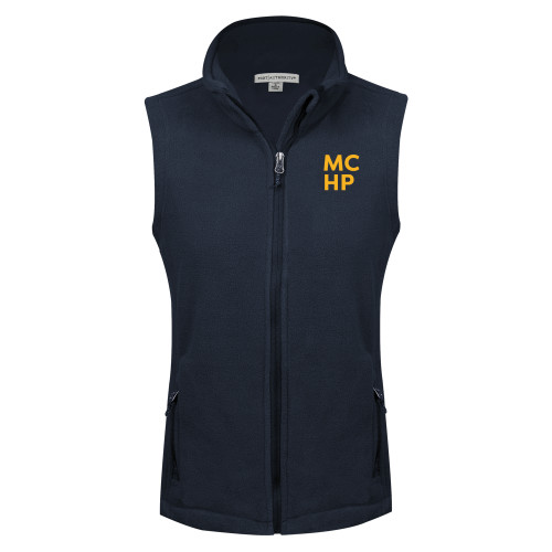  Womens Navy Fleece Full Zip Vest - Stacked