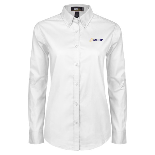  Womens White Twill Button Down Long Sleeve - Secondary Mark