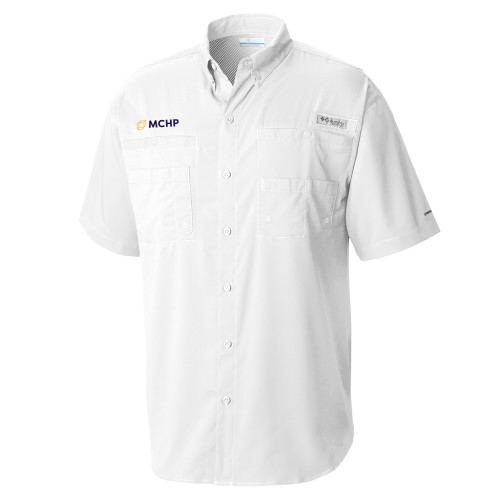  Columbia White Tamiami Performance Short Sleeve Shirt - Secondary Mark