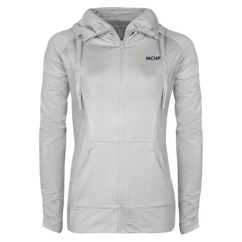  Womens White Sport Wick Stretch Full Zip Jacket - Secondary Mark