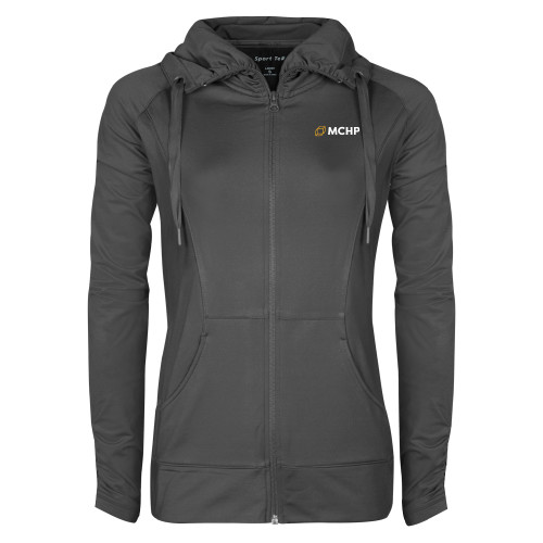  Womens Charcoal Sport Wick Stretch Full Zip Jacket - Secondary Mark