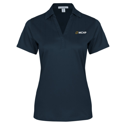  Womens Navy Performance Fine Jacquard Polo - Secondary Mark