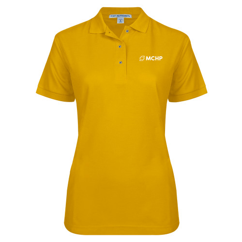  Womens Silk Touch Gold Pique Polo - Secondary Mark