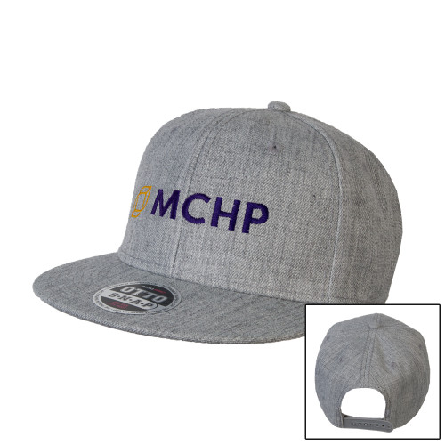  Heather Grey Wool Blend Flat Bill Snapback Hat - Secondary Mark