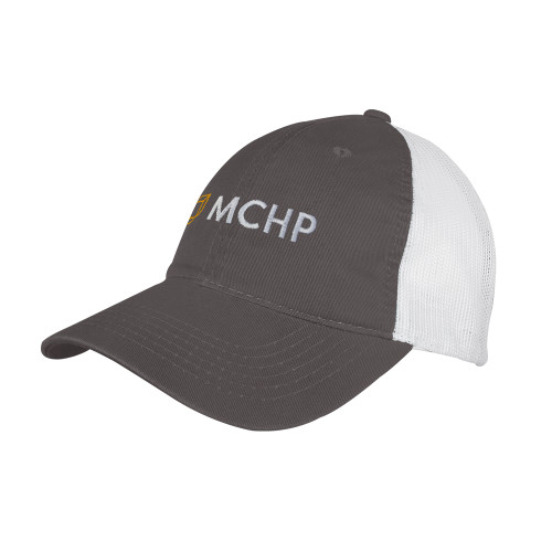  Charcoal/White Mesh Back Unstructured Low Profile Hat - Secondary Mark