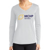 Thumbnail image for  Womens White Performance Long Sleeve V Neck Shirt