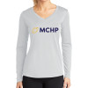 Thumbnail image for  Womens White Performance Long Sleeve V Neck Shirt