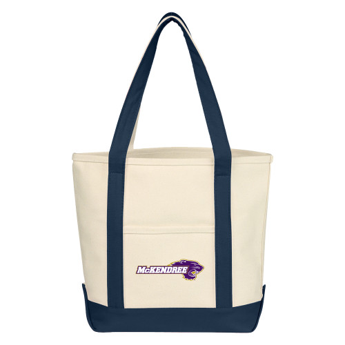  Cotton Canvas Natural/Navy Tote Bag - Primary Mark
