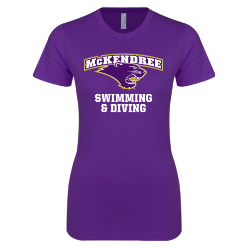  Univ Next Level Womens Purple Boyfriend Tee - Swimming and Diving