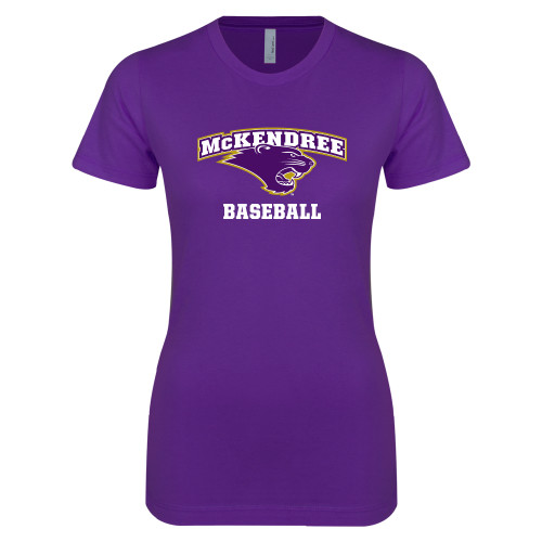  Next Level Womens Purple Boyfriend Tee - Baseball
