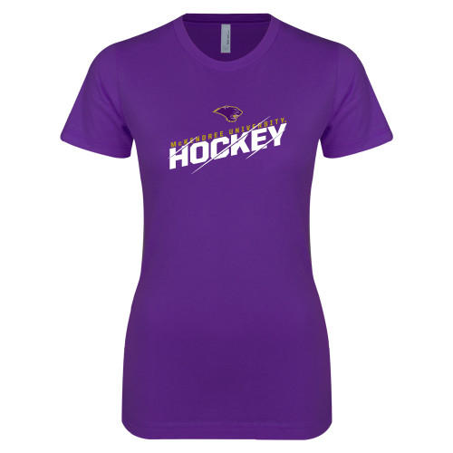  Next Level Womens Purple Boyfriend Tee - McKendree University Hockey Slashed