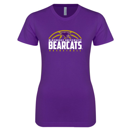  Next Level Womens Purple Boyfriend Tee - Bearcats Basketball Half Ball