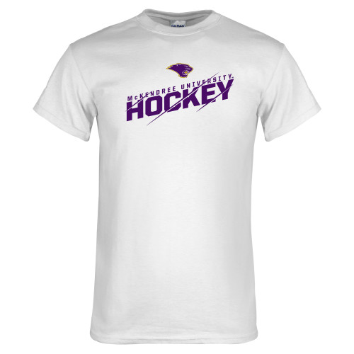  White T Shirt - McKendree University Hockey Slashed